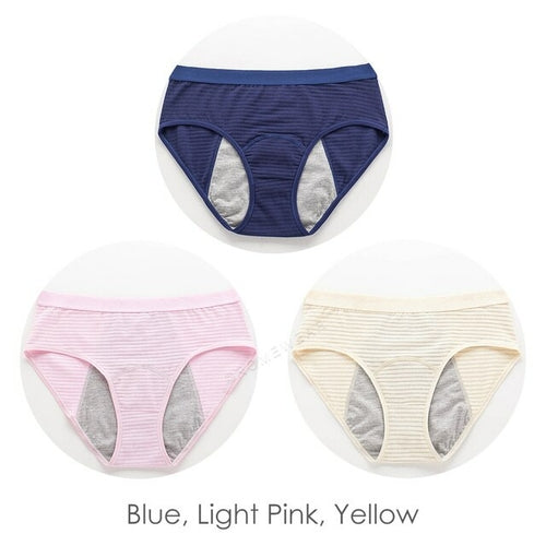 3pcs Mesh Ribbed Cotton Leak Proof Menstrual Panties Women Girls