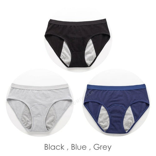 3pcs Mesh Ribbed Cotton Leak Proof Menstrual Panties Women Girls