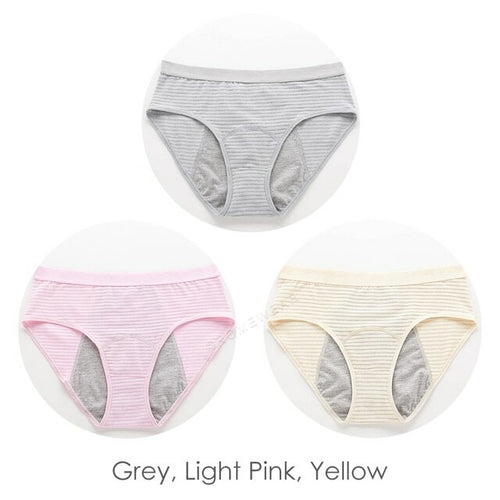 3pcs Mesh Ribbed Cotton Leak Proof Menstrual Panties Women Girls