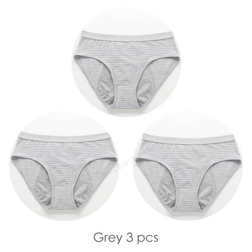 3pcs Mesh Ribbed Cotton Leak Proof Menstrual Panties Women Girls