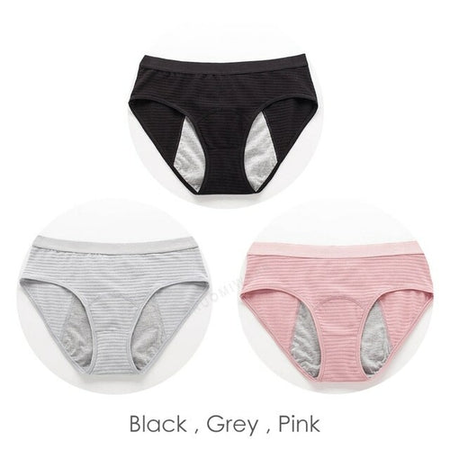 3pcs Mesh Ribbed Cotton Leak Proof Menstrual Panties Women Girls