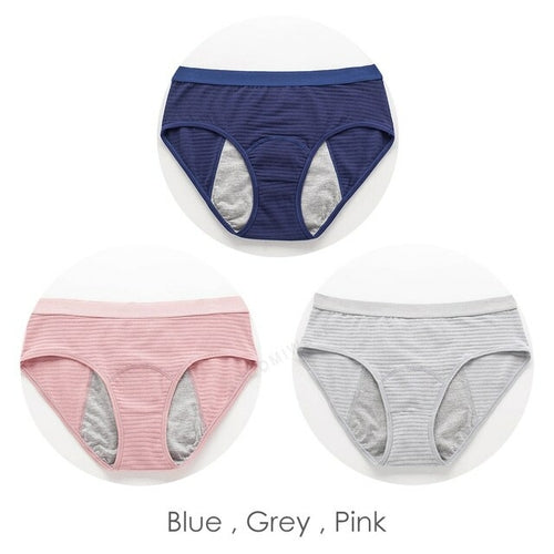 3pcs Mesh Ribbed Cotton Leak Proof Menstrual Panties Women Girls